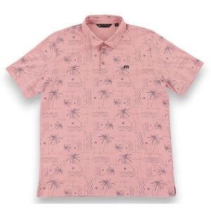 Travis Mathew Coconut Palm Golf Polo Shirt Men's XL Pink 4-Way Stretch Wicking